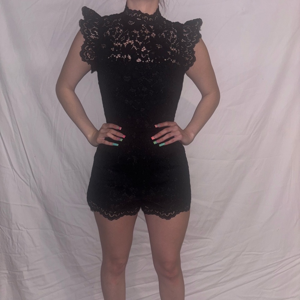 BB Dakota Black Lace Romper